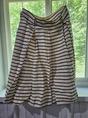 kate spade Cream and Black Striped Midi Skirt